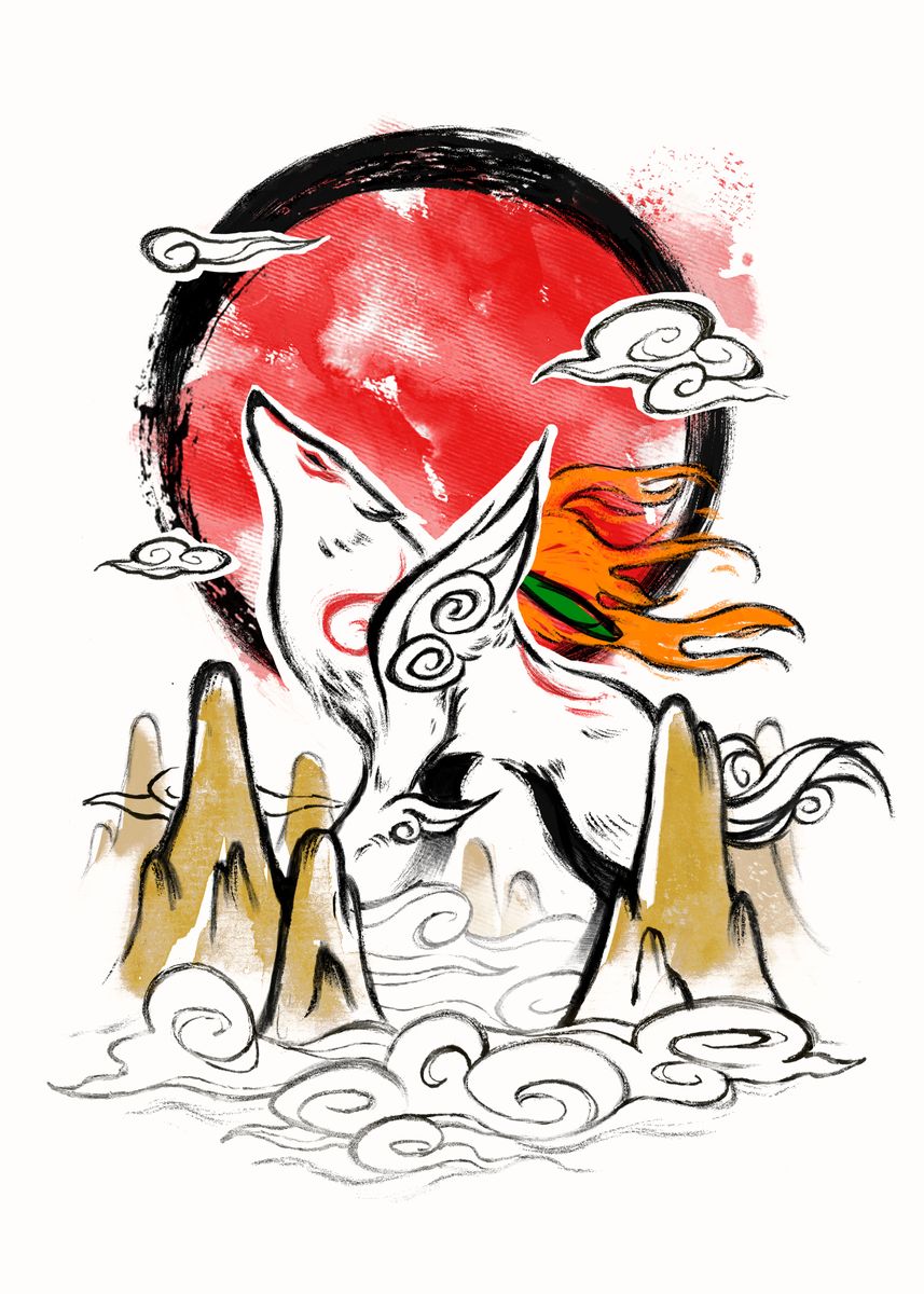 Okami Amaterasu Sun Goddess Matte Print 