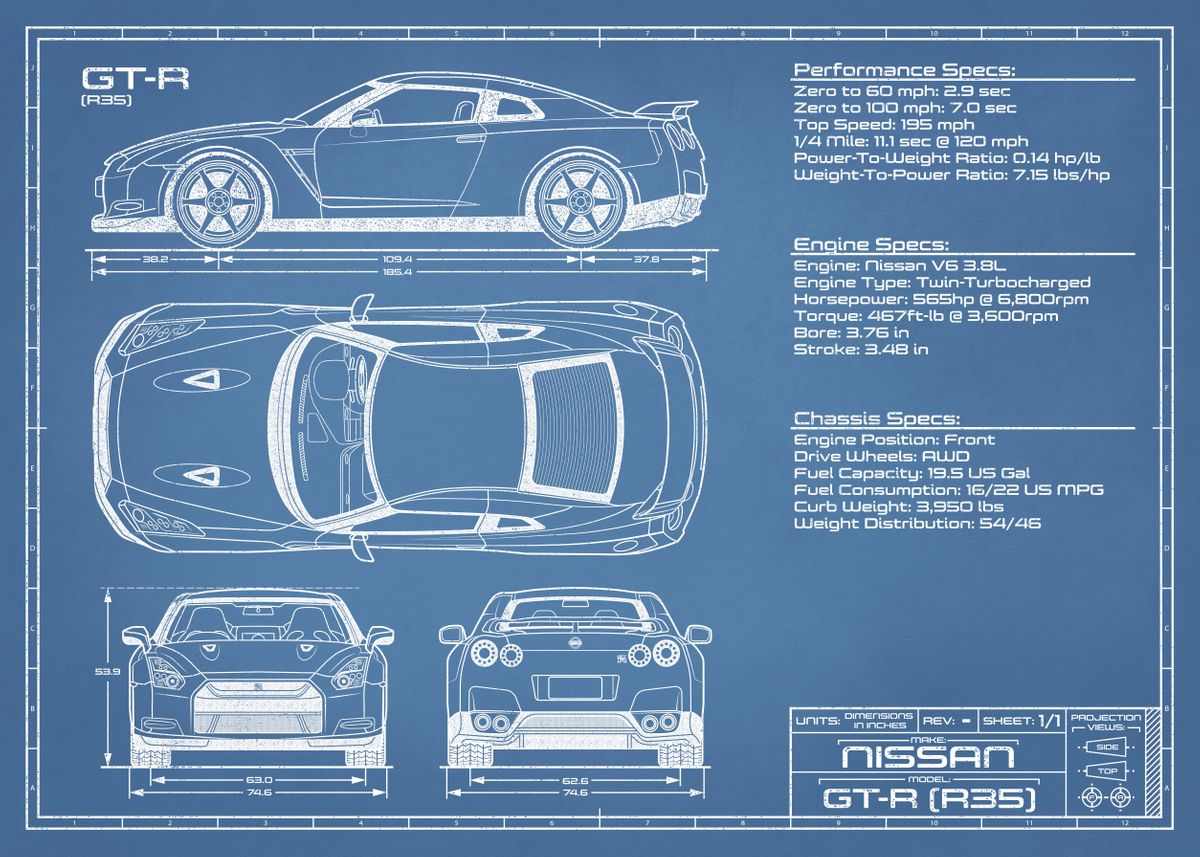 Ниссан гтр чертеж