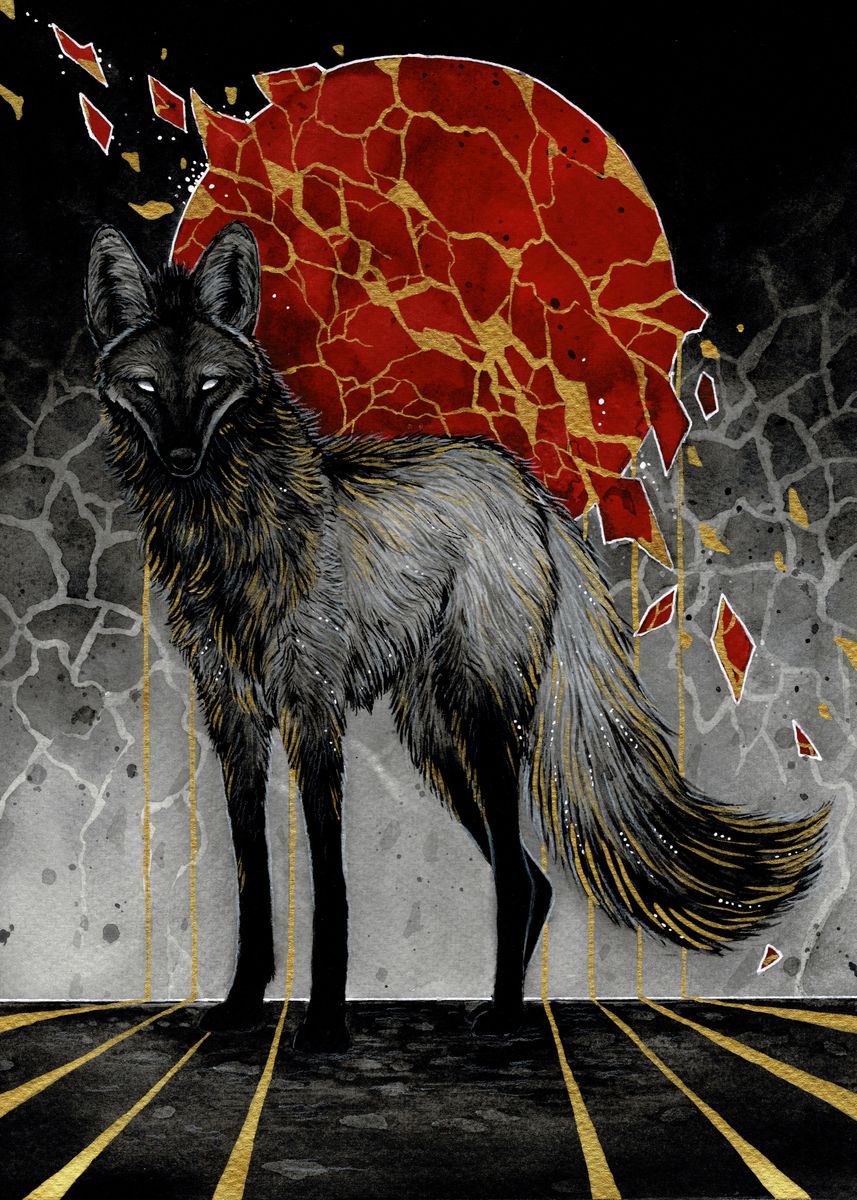 'Golden Maned Wolf' Poster by Jonna Hyttinen | Displate