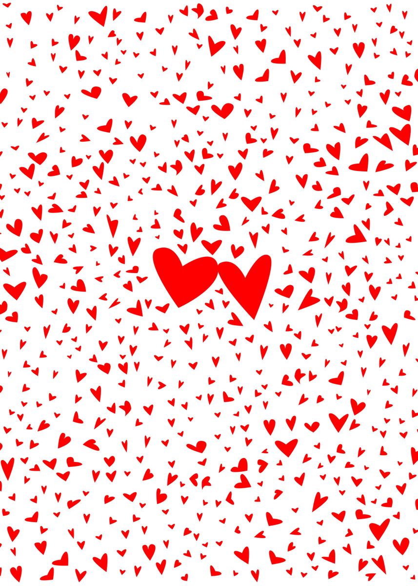 'Red Tiny Love Hearts ' Poster, picture, metal print, paint by ...