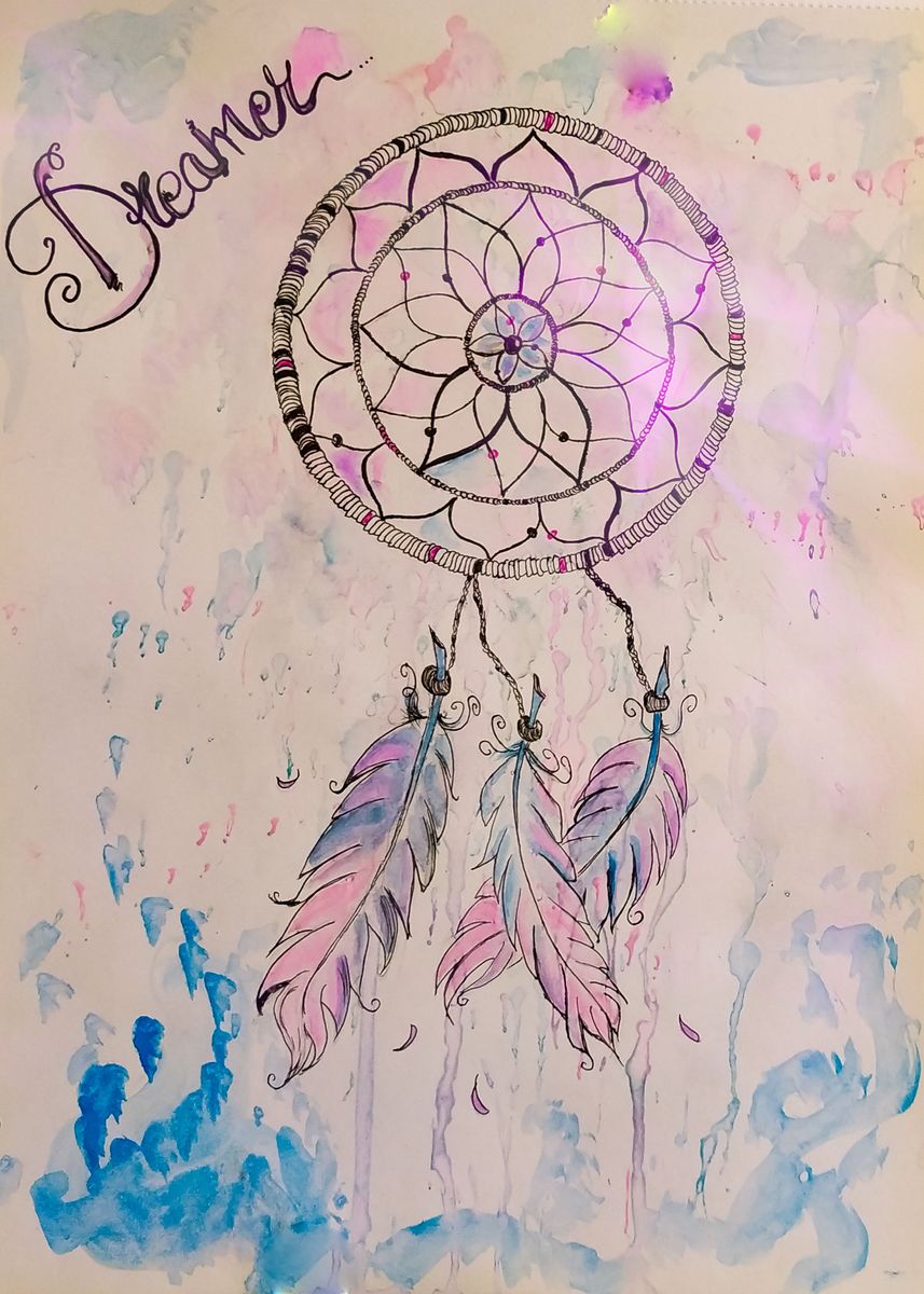 'watercolor dream catcher' Poster, picture, metal print, paint by ...