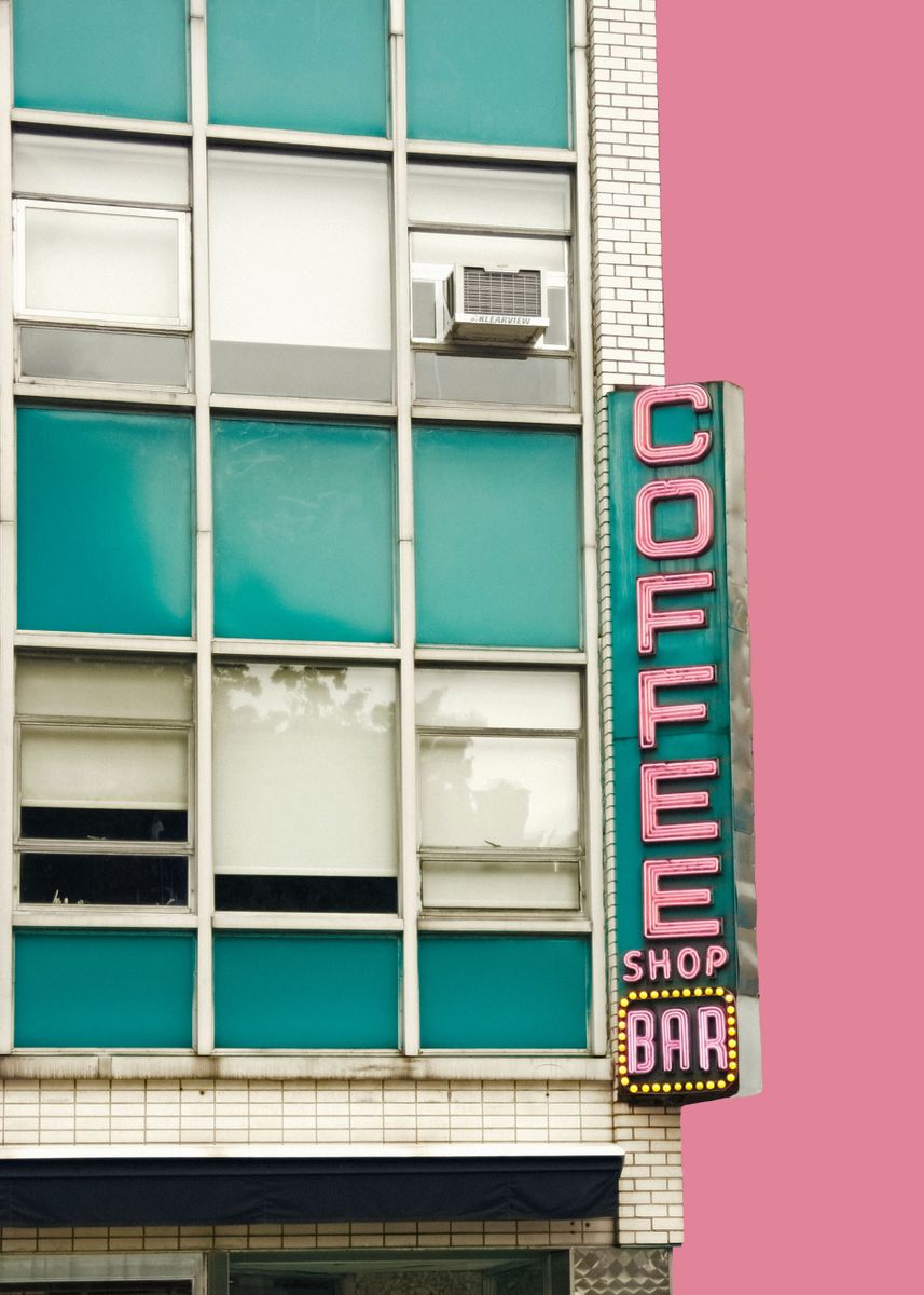 'Pink New York Coffee Shop' Poster by Brooke T Ryan Displate