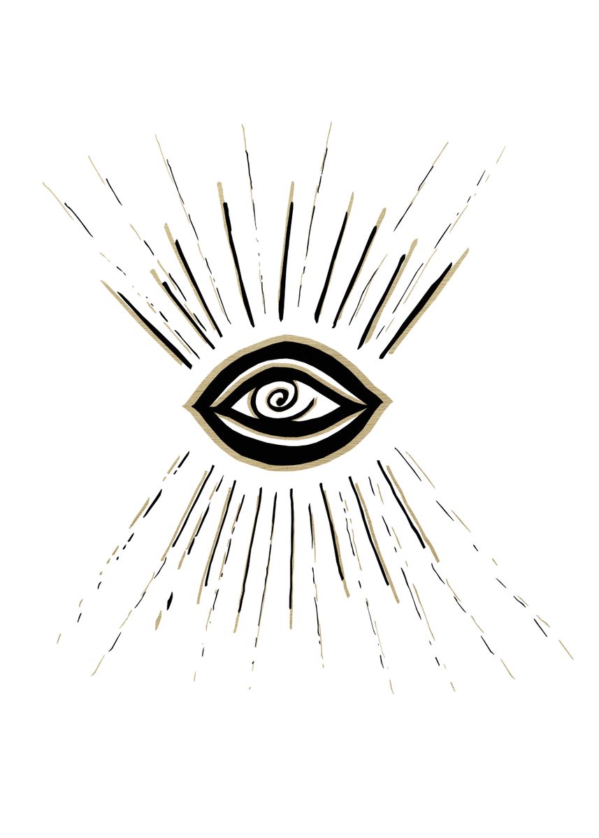 'Evil Eye Gold Black 1' Poster, picture, metal print, paint by Anita's ...