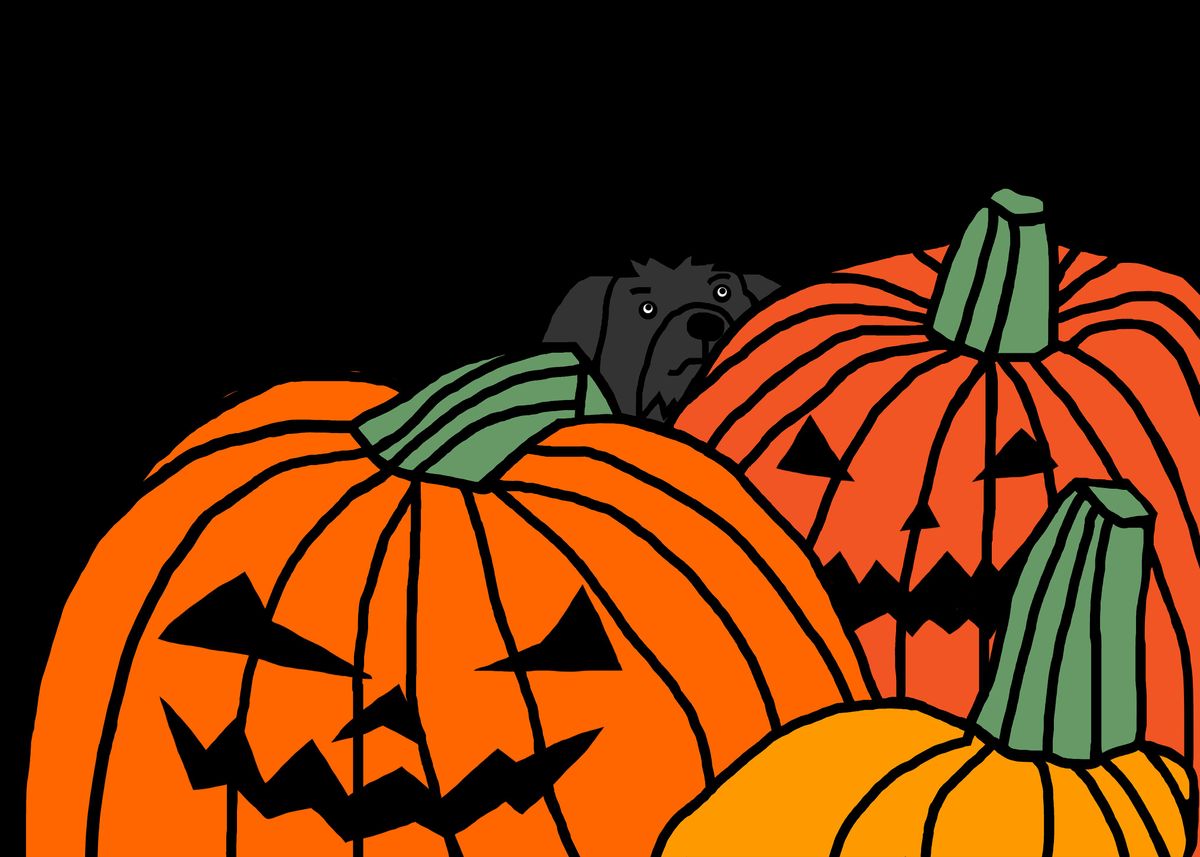 Fergus And Spooky Pumpkins Poster By Ellenhenryart Displate