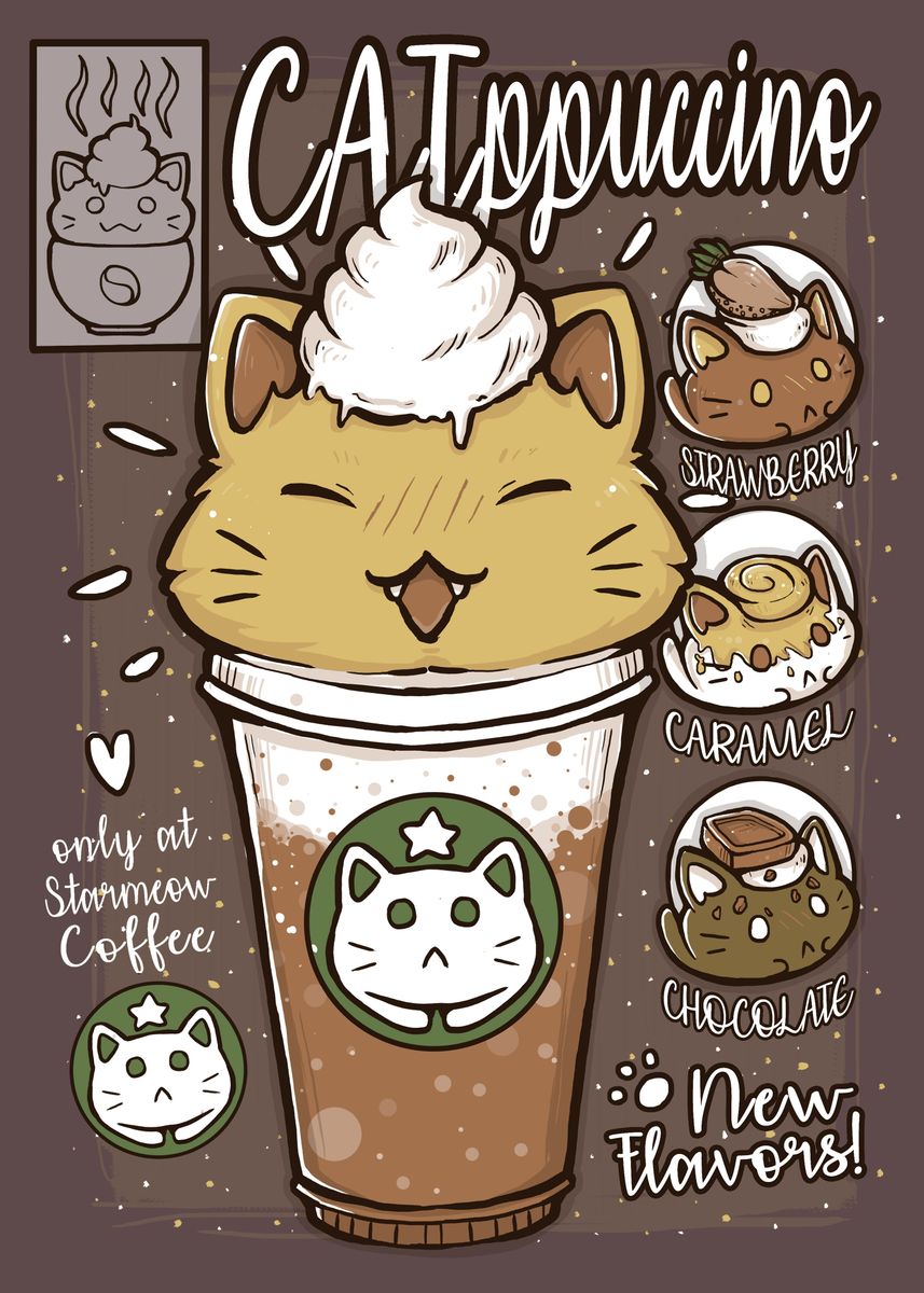 'CATppuccino' Poster, picture, metal print, paint by xMorfina Elisa ...