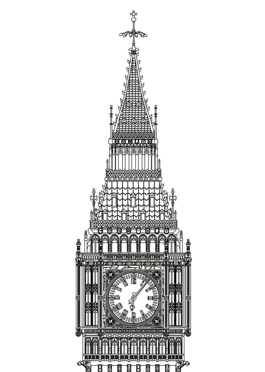 'Big Ben Line Drawing' Poster, picture, metal print, paint by HomeStead ...