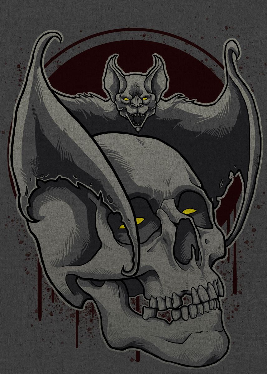 bat skull drawing