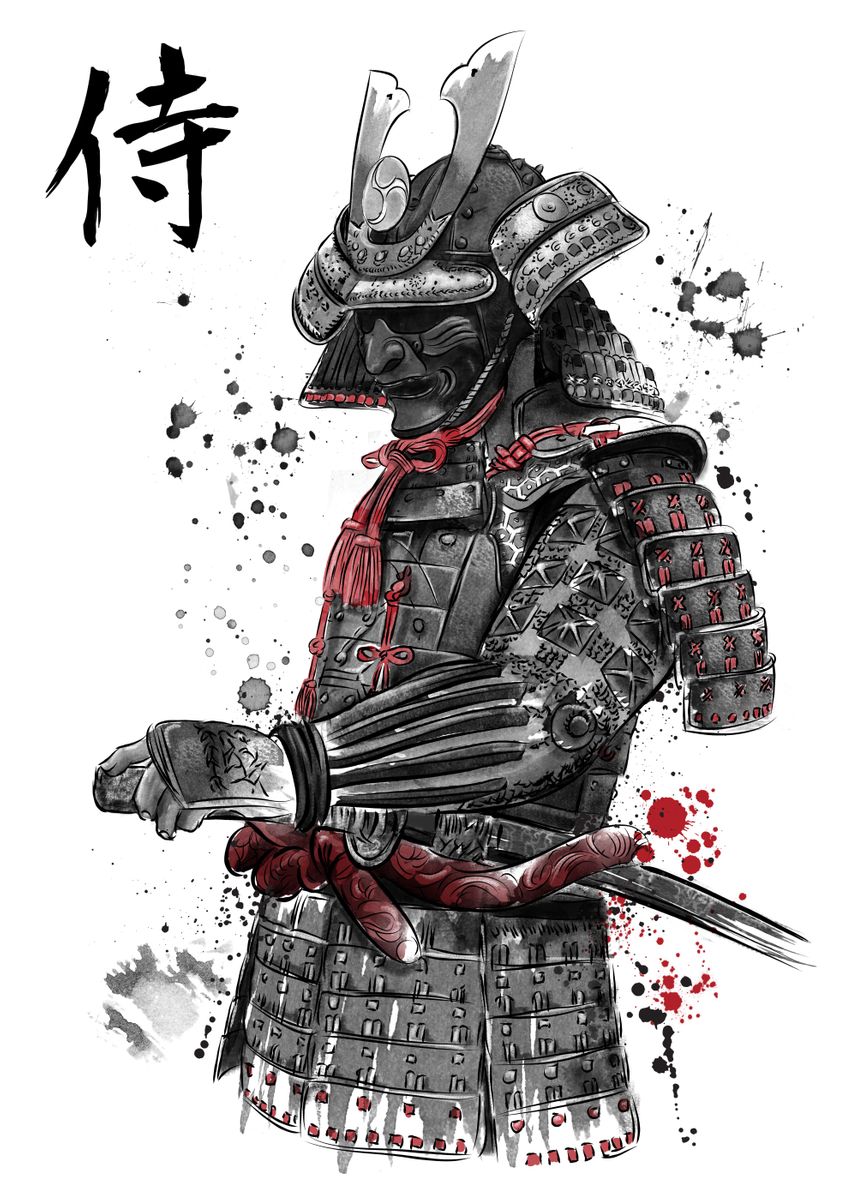 'Samurai sumie' Poster, picture, metal print, paint by Antonio Camarena ...