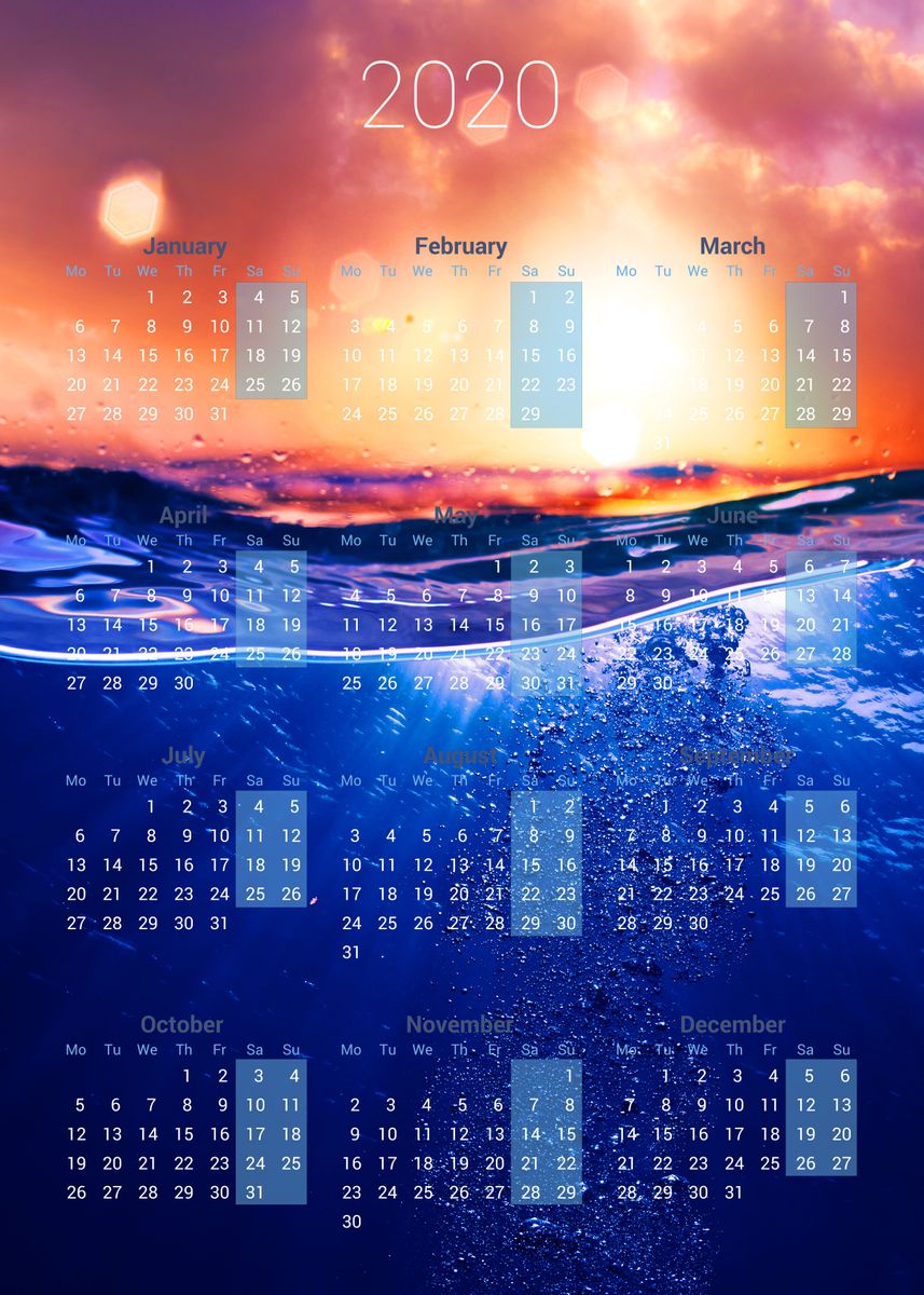 'Calendar Tropic 2020' Poster by Moon Calendar Studio | Displate