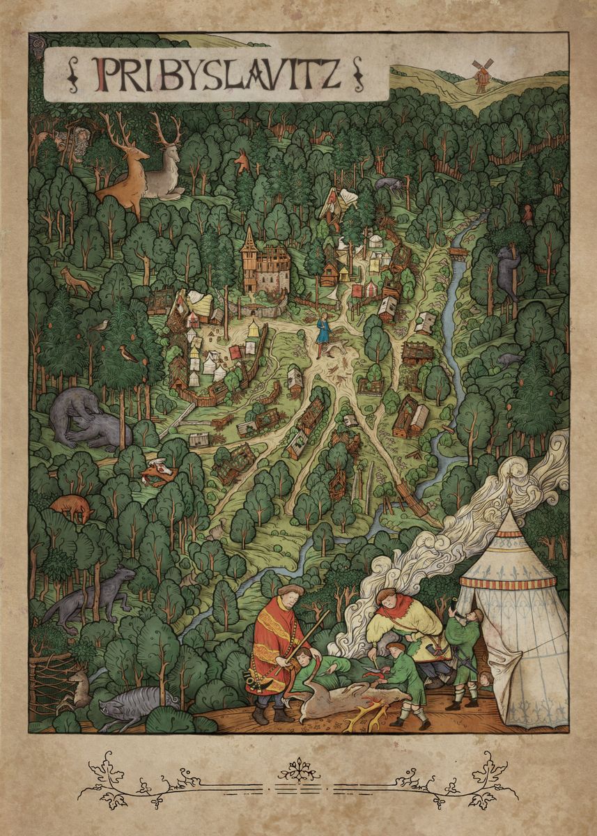'Pribyslavitz Map' Poster, picture, metal print, paint by Kingdom Come
