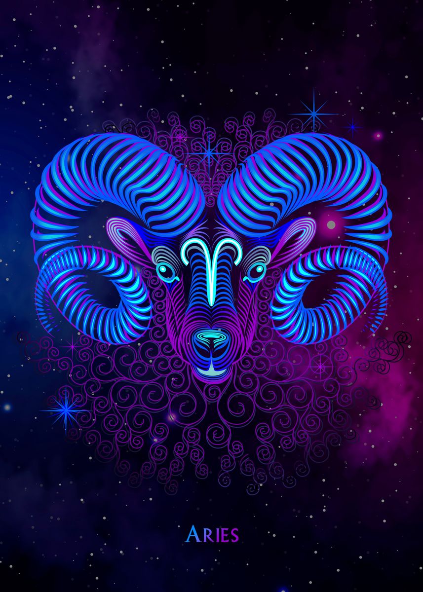 'Zodiac Aries' Poster, picture, metal print, paint by Moon Calendar ...