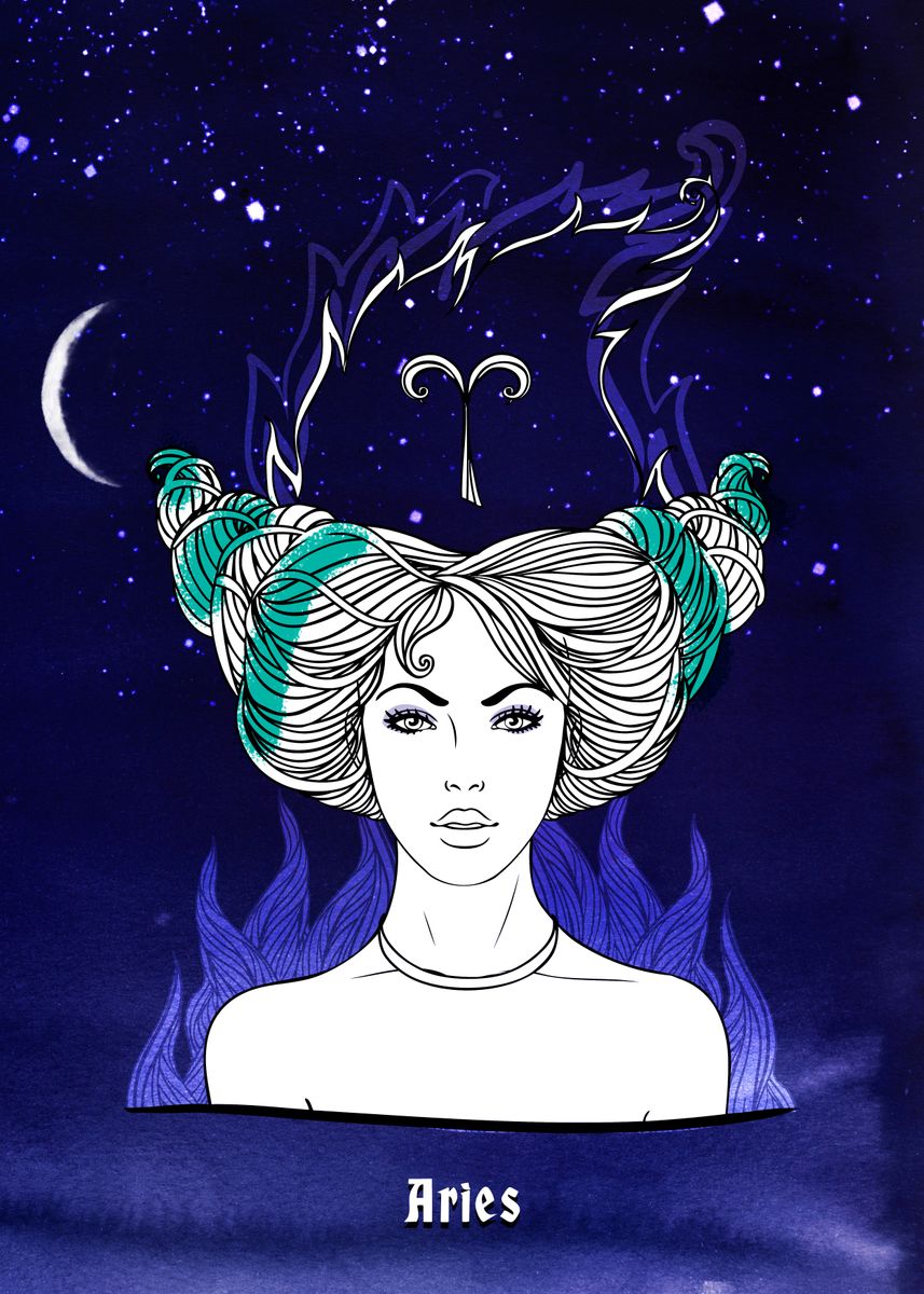 'Zodiac Aries' Poster by Moon Calendar Studio | Displate