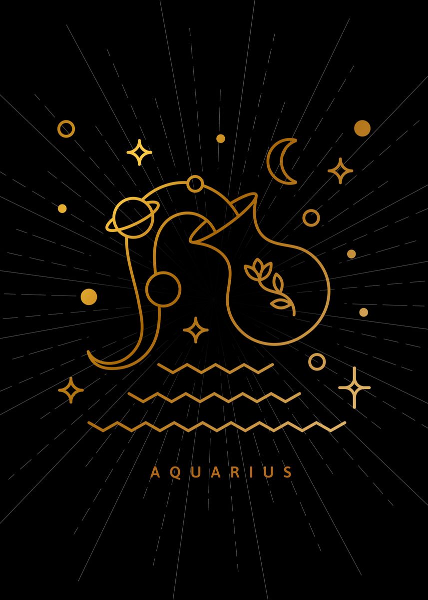 'Zodiac Aquarius' Poster by Moon Calendar Studio | Displate