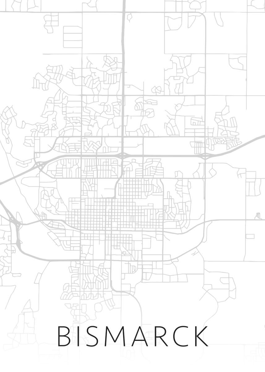 'Bismarck ND BW Map Art' Poster by Design Turnpike Displate