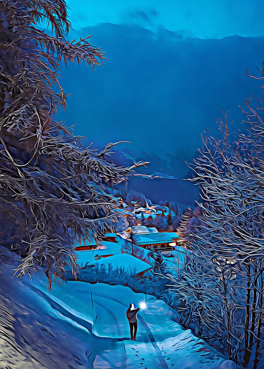 'Blue night impressionist' Poster by Nemo Art | Displate