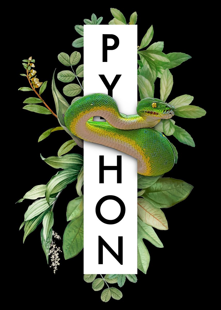 'Green Tree Python Jungle' Poster by Jon Alderman | Displate