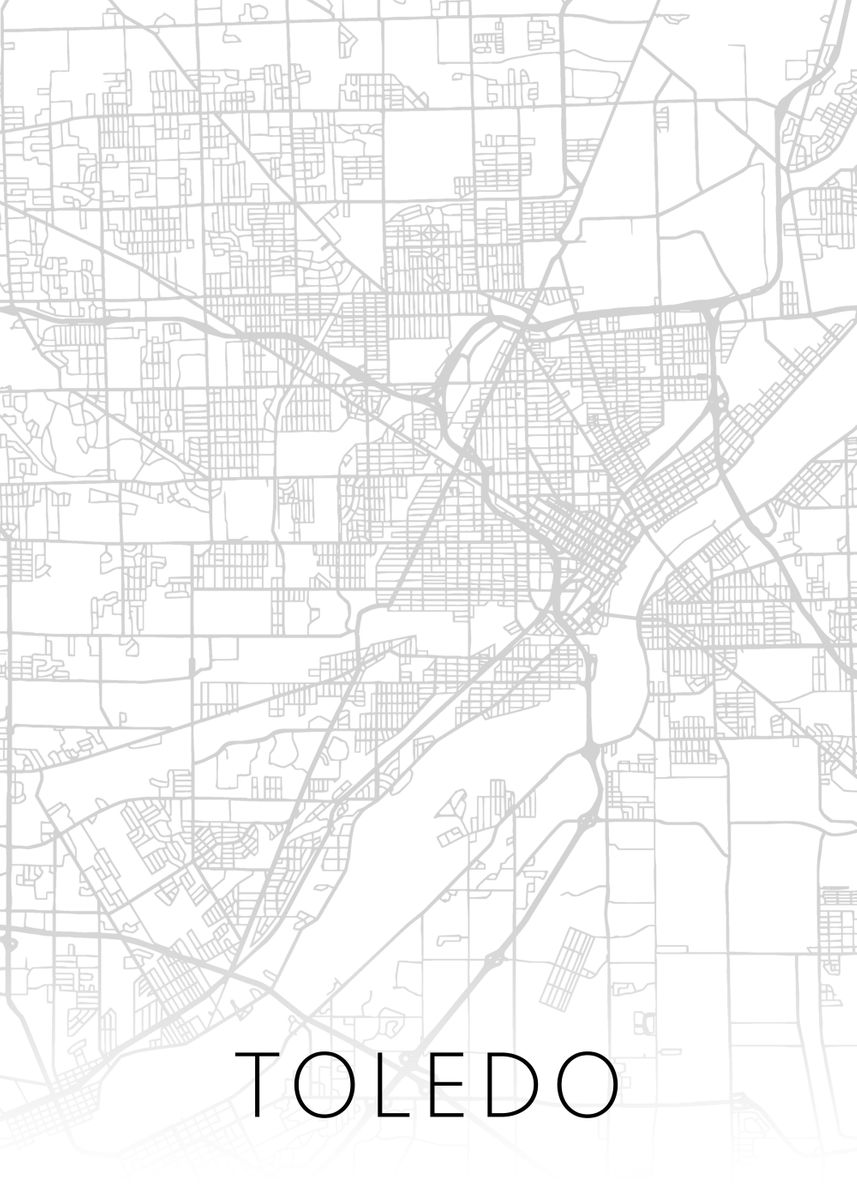 'Toledo Ohio City Map BW' Poster by Design Turnpike Displate
