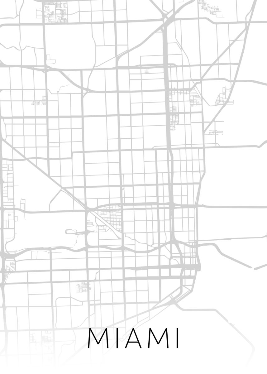 'Miami Florida City Map BW' Poster by Design Turnpike Displate