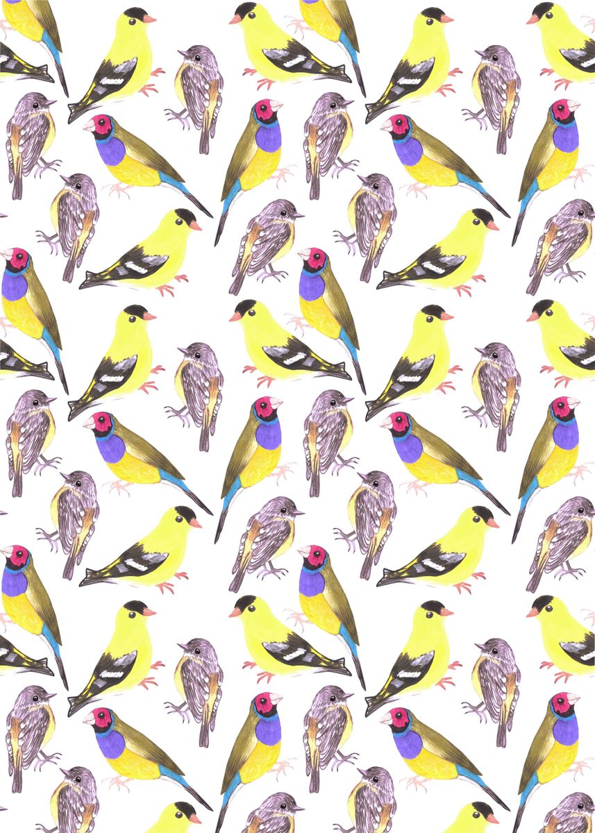 'Yellow birds watercolor' Poster by Shawlin I | Displate