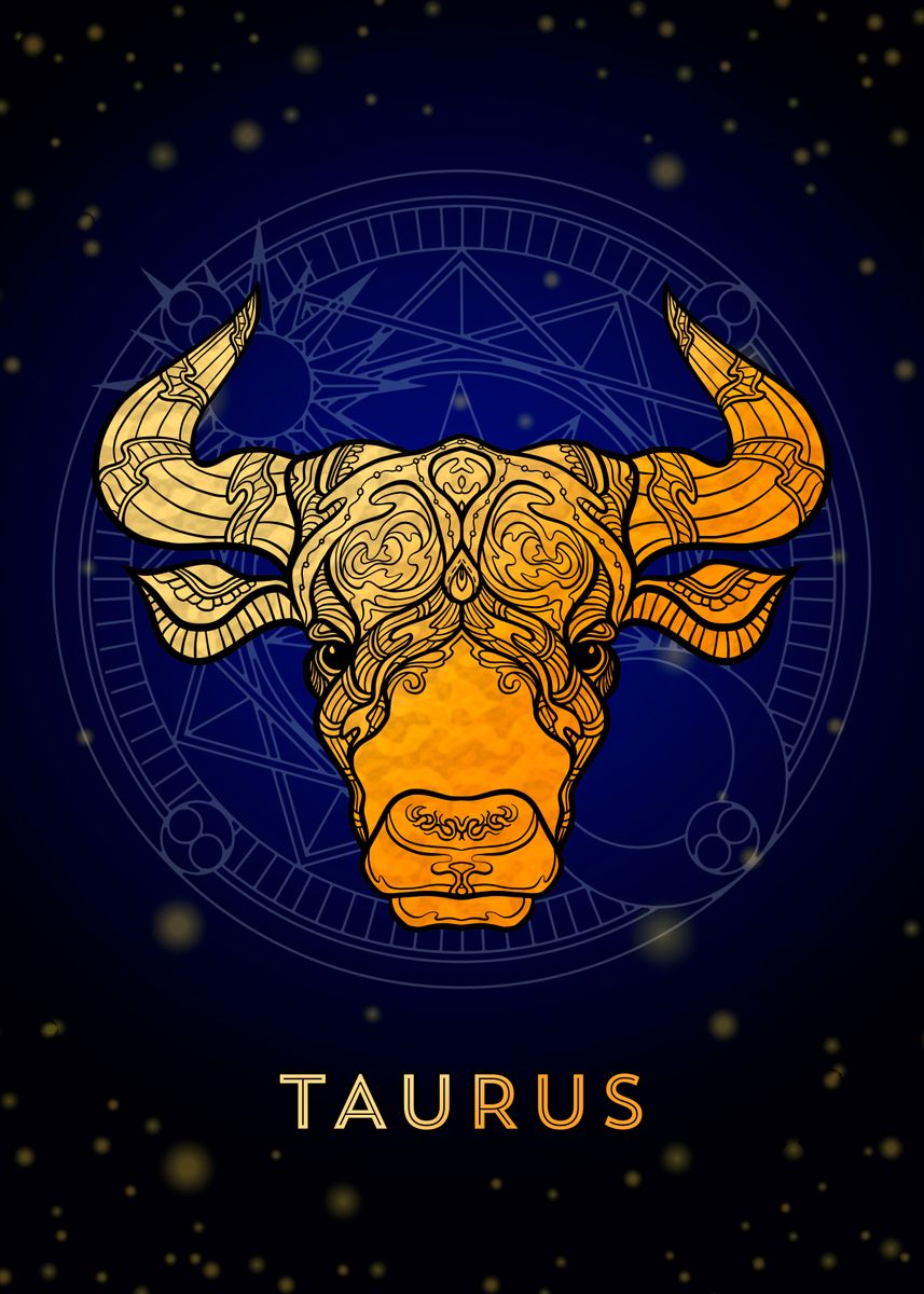 'Taurus Zodiac golden' Poster by Moon Calendar Studio | Displate