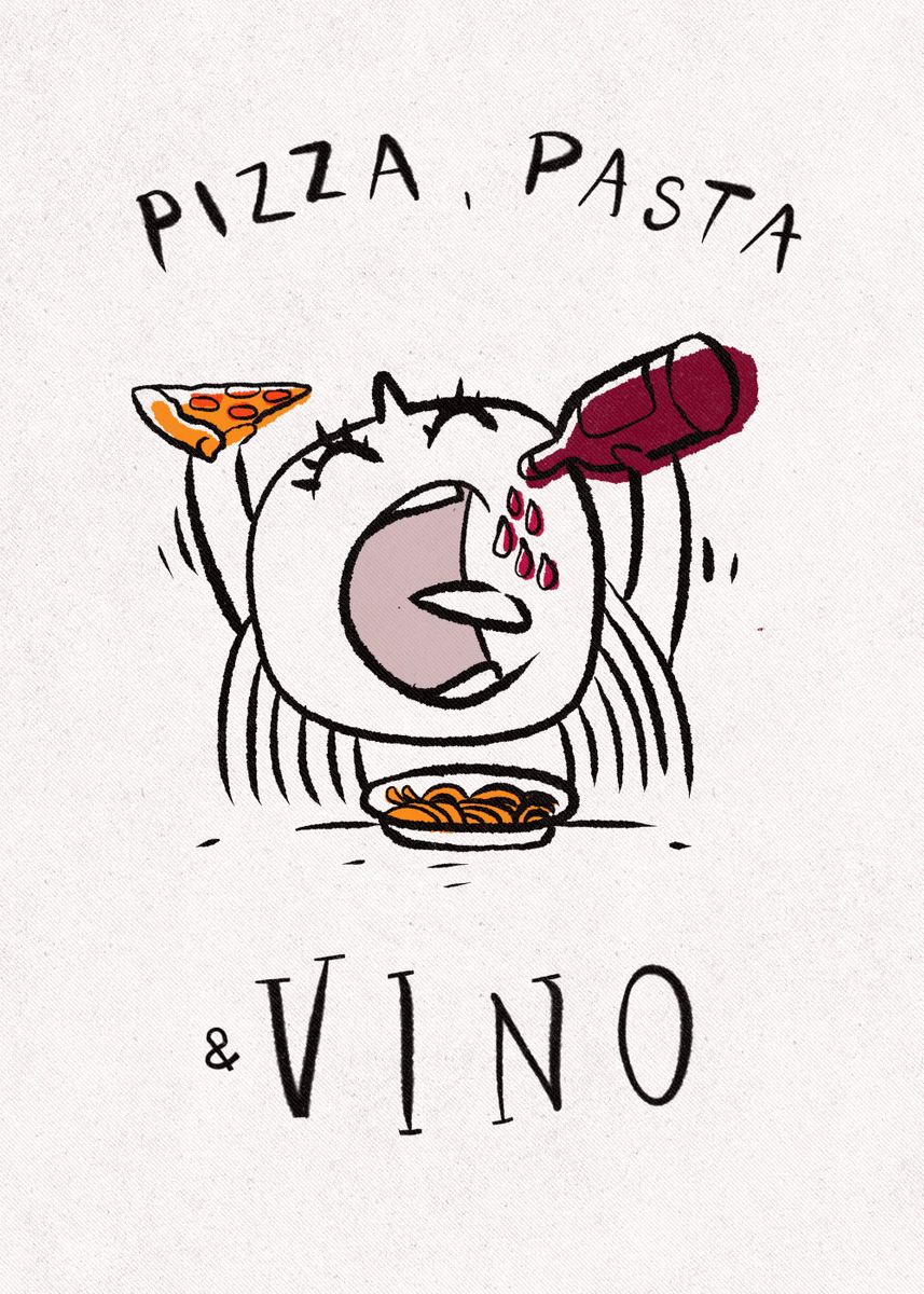 'Pizza pasta vino' Poster by Mr Jackpots Displate