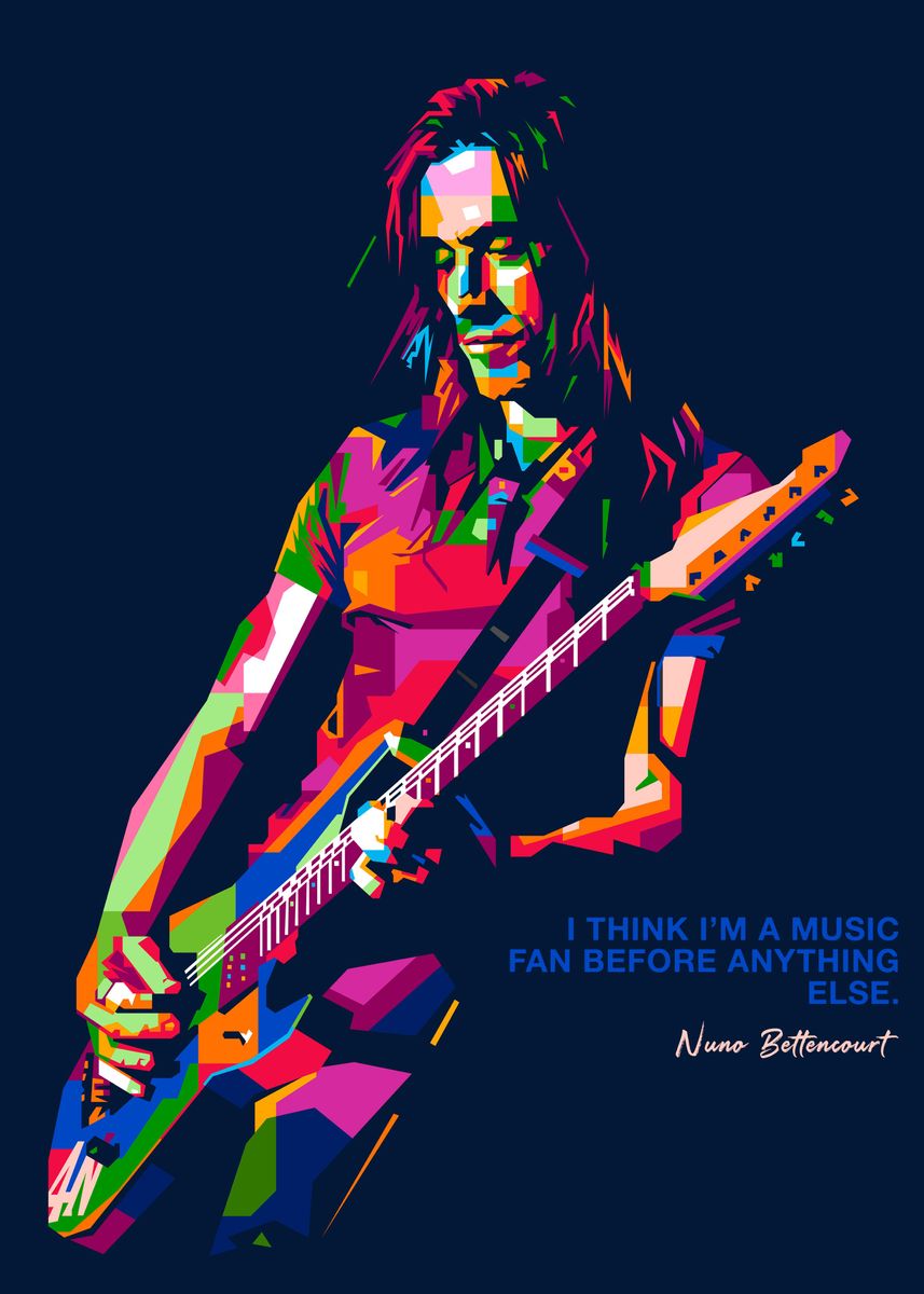 Nuno Bettencourt' Poster, picture, metal print, paint by nofa aji 