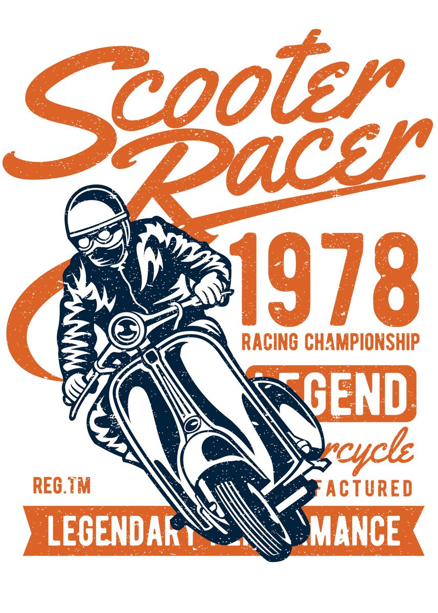 'Scooter Racer' Poster, picture, metal print, paint by Long Shot | Displate