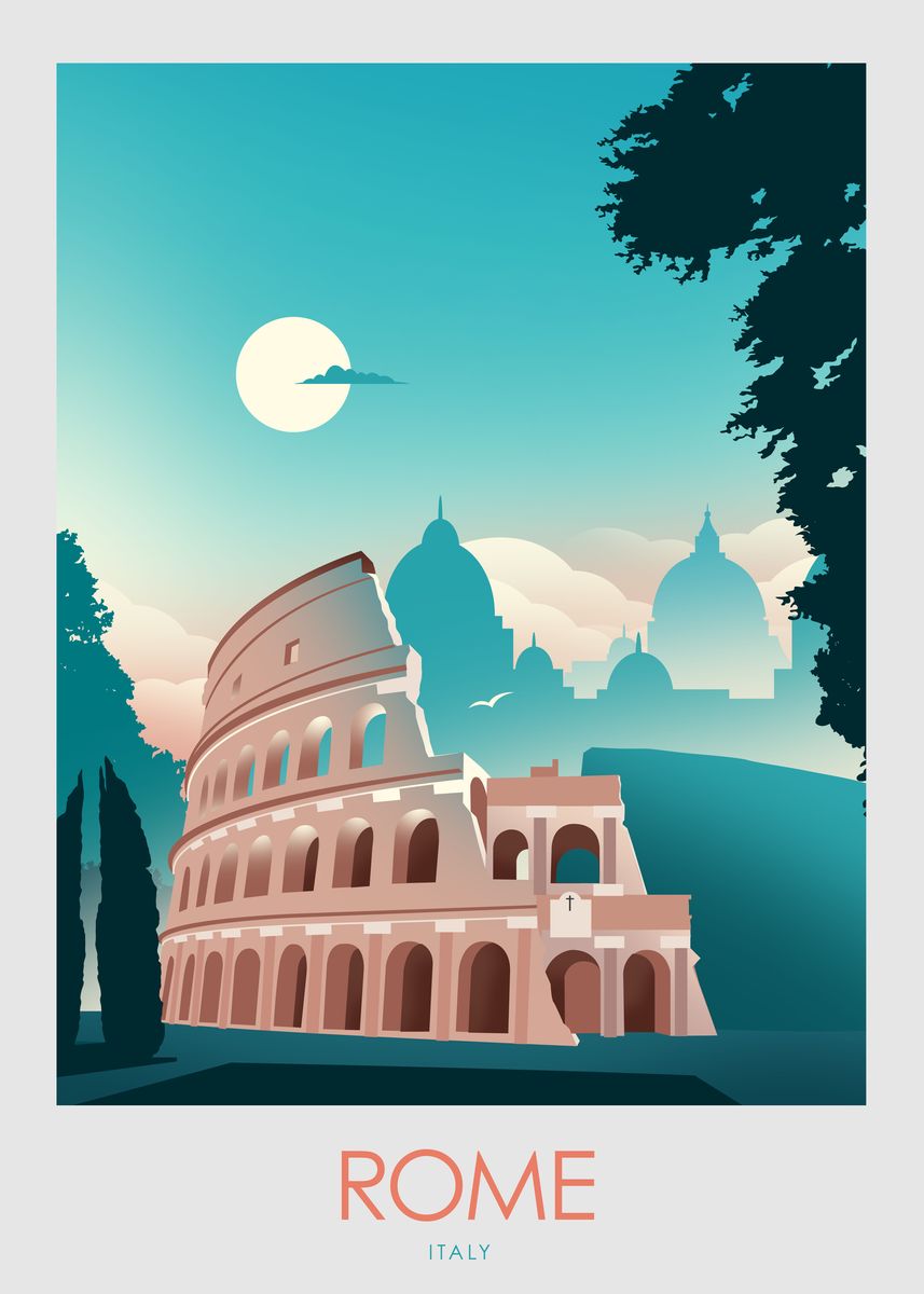 'Rome' Poster, picture, metal print, paint by StudioInception | Displate