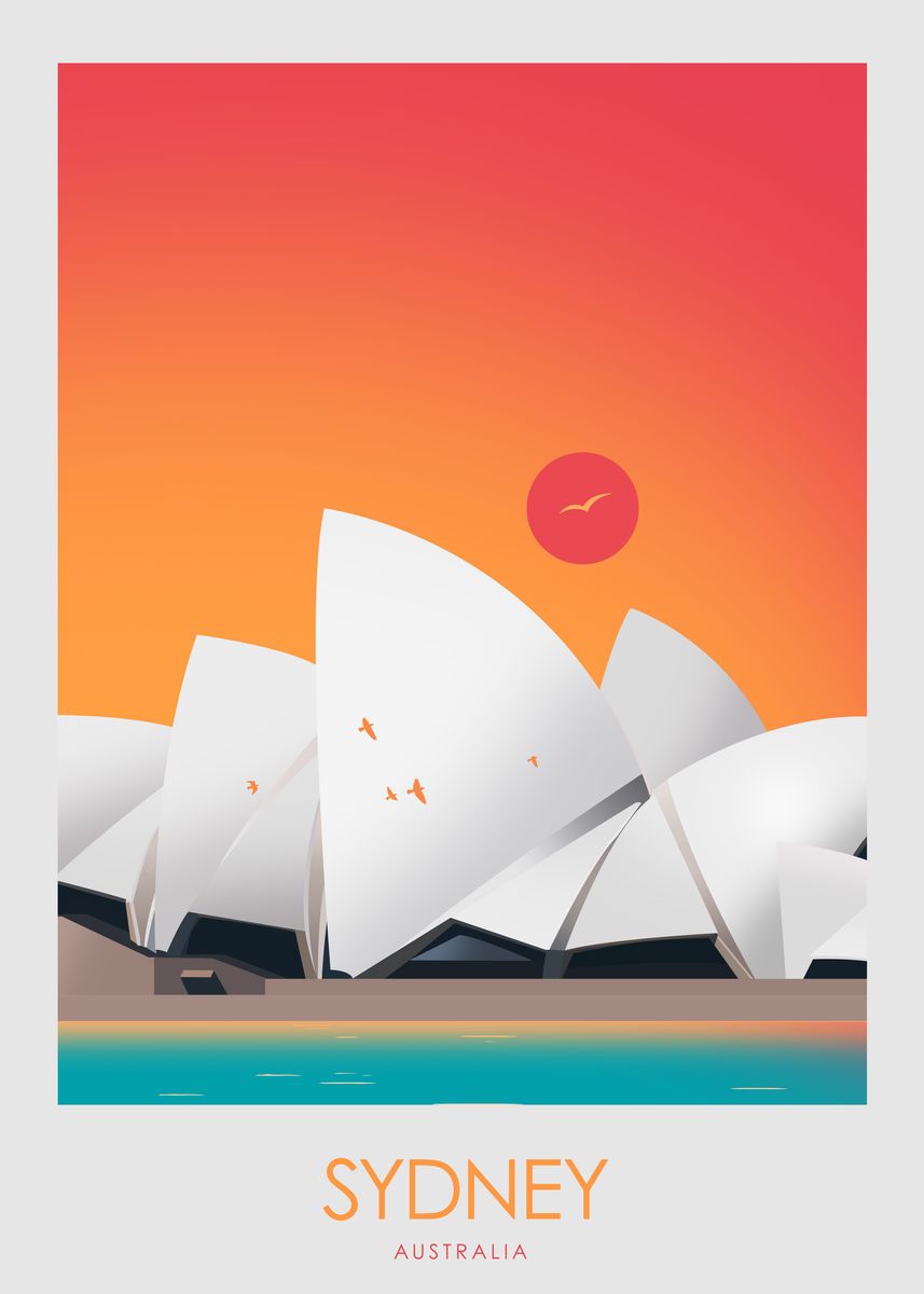 'Sydney' Poster, picture, metal print, paint by StudioInception | Displate