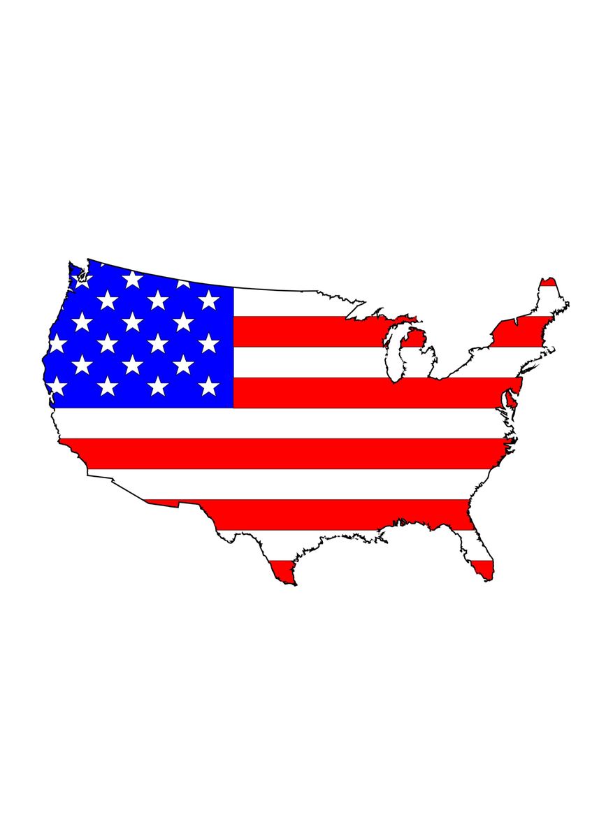 'USA Flag Map' Poster, picture, metal print, paint by HomeStead Digital ...