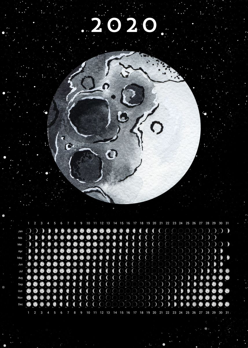 Moon Calendar 2020 Poster By Moon Calendar Studio Displate