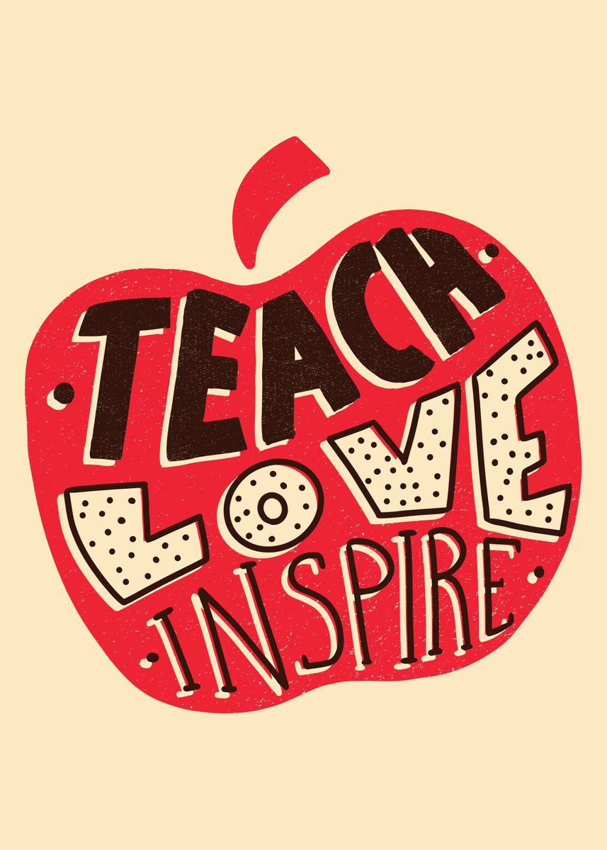 'Teacher apple lettering' Poster, picture, metal print, paint by Markus ...