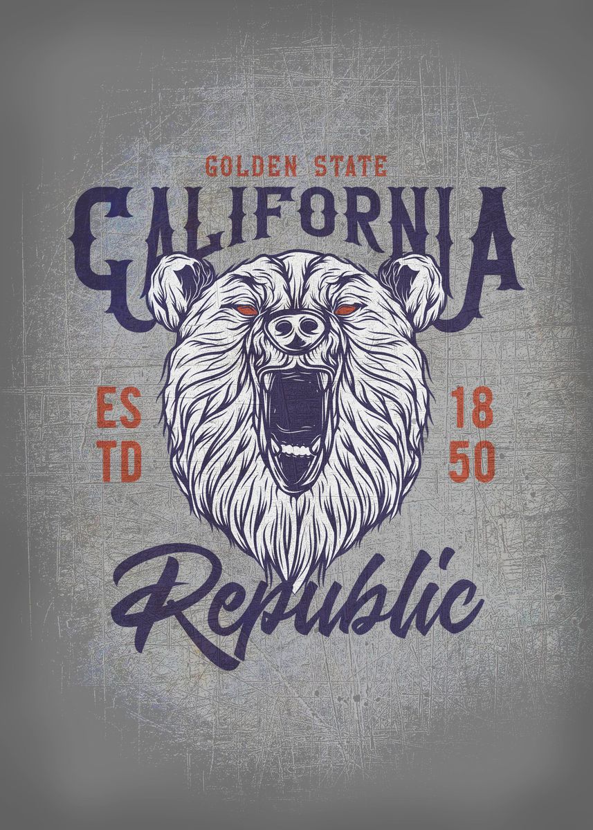 'California Republic' Poster, picture, metal print, paint by Gab ...
