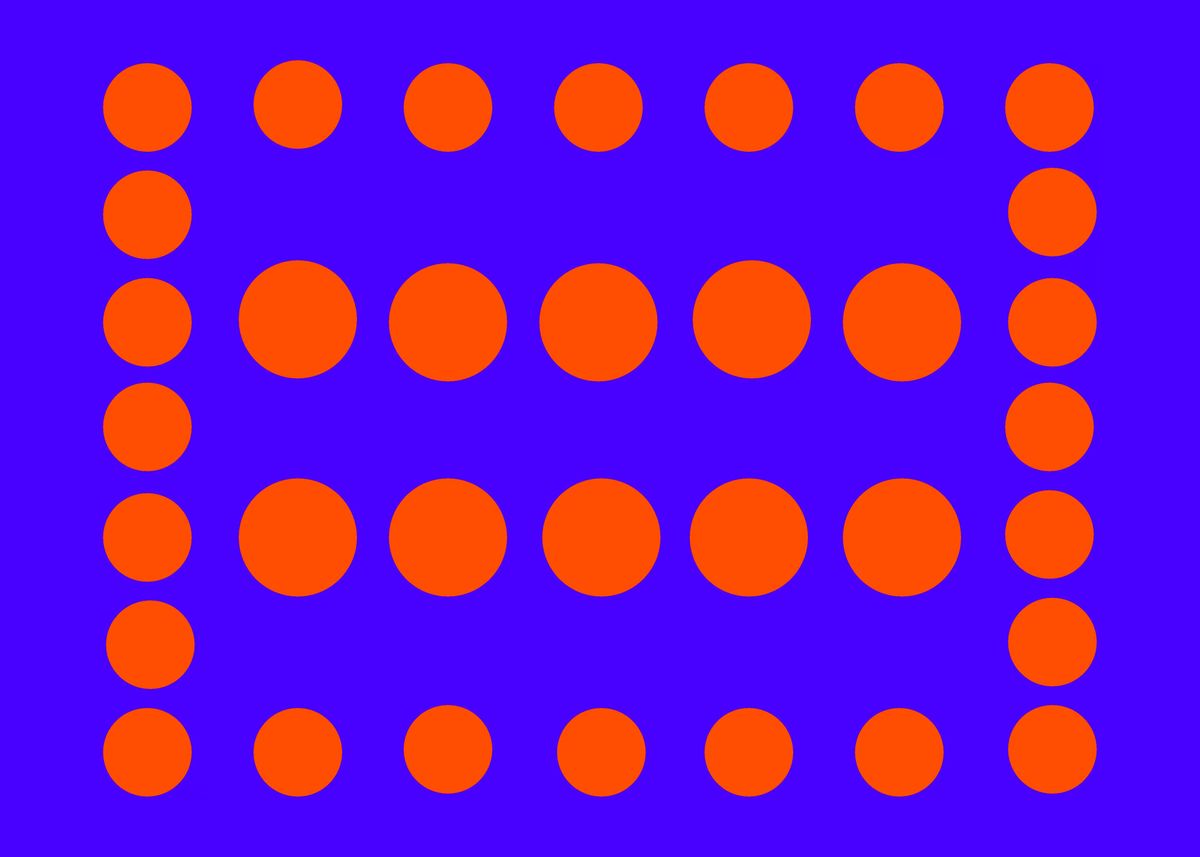 'Orange Dots on Blue' Poster by Avery Knox Displate