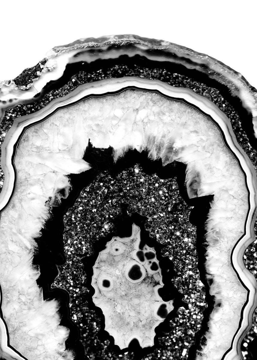 'Gray Black White Agate 2a' Poster, picture, metal print, paint by ...
