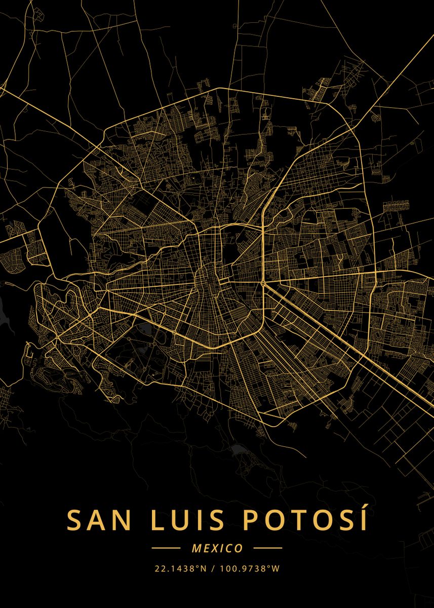 San Luis Potosi Mexico' Poster by Designer Map Art | Displate