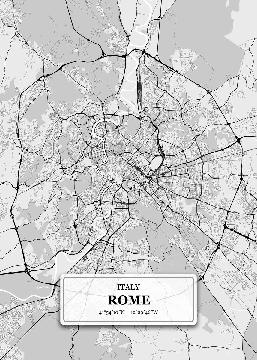 &lsquo;Rome Italy City Map &rsquo; Poster by Dany | Displate