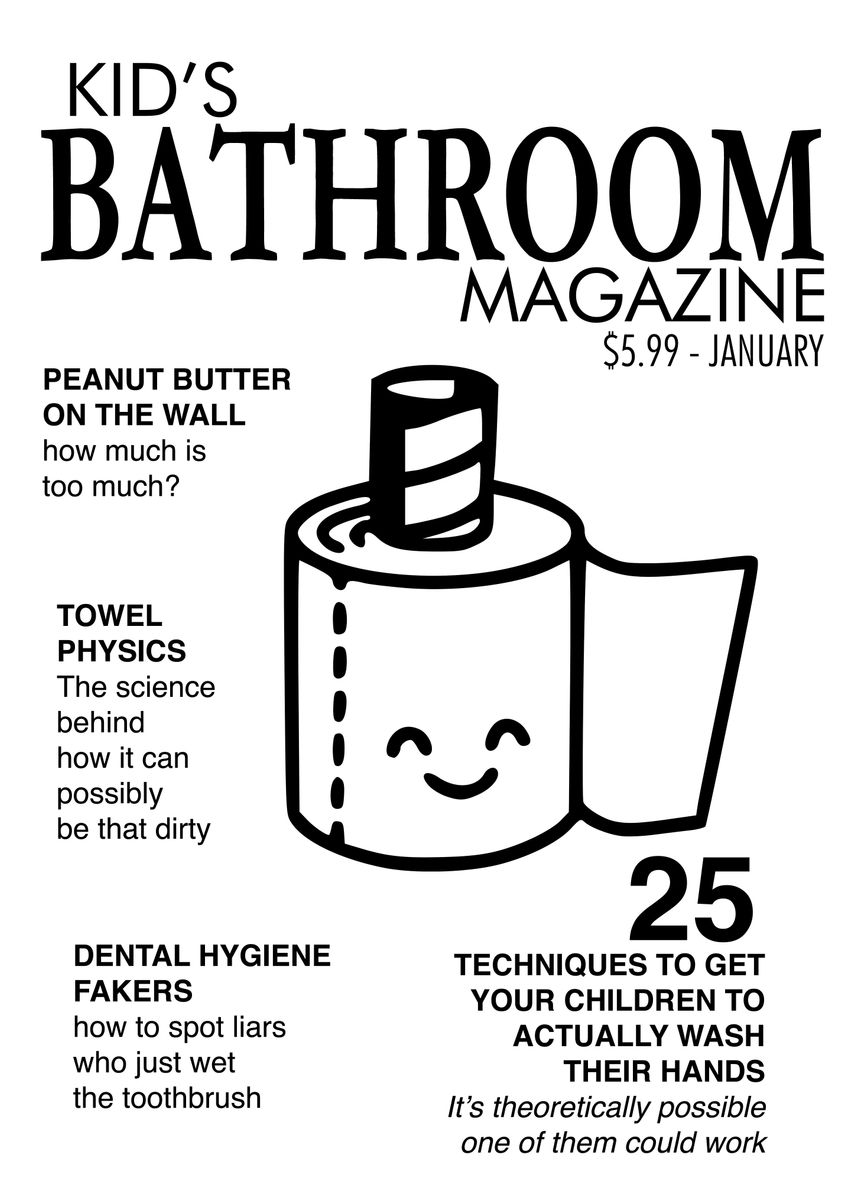'KIDS BATHROOM Funny' Poster, picture, metal print, paint by Atomic ...