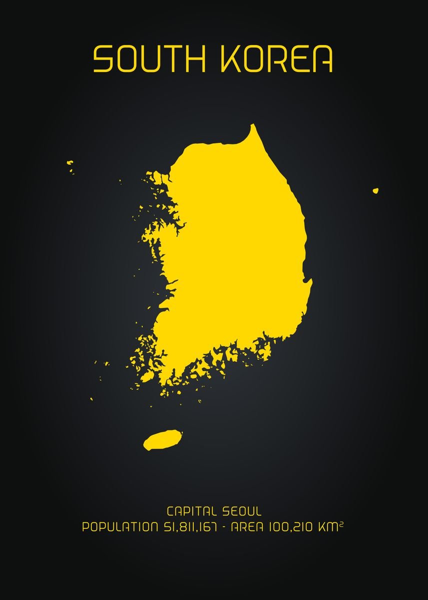 'MAP ART SOUTH KOREA GOLD' Poster by Zero Nine | Displate