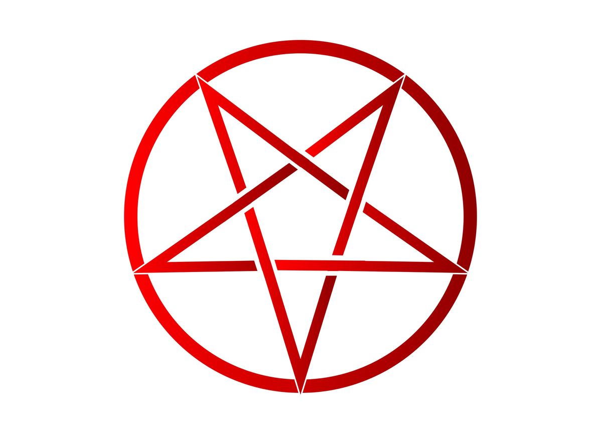 Пентаграмма дьявола на белом фоне