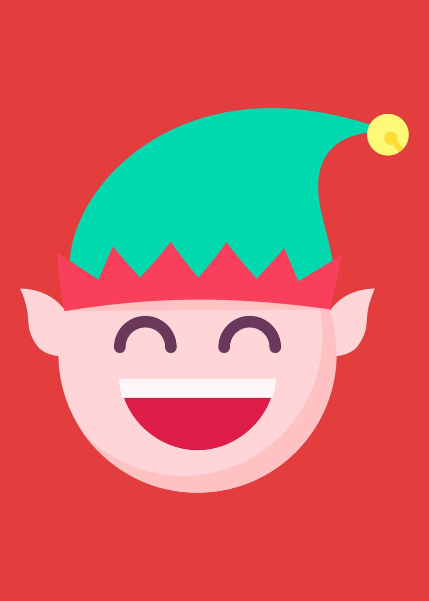 'Christmas Elf Emoji' Poster, picture, metal print, paint by KingTail ...