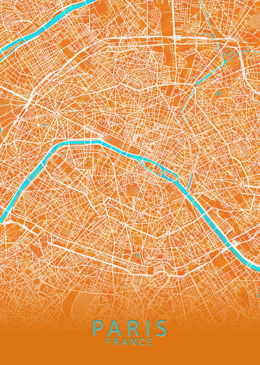 'Paris France City Map' Poster by City Map Art Prints Displate