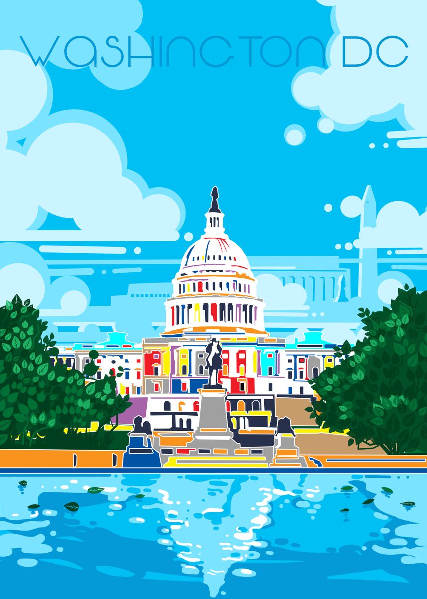 'washington dc city modern' Poster by Bekim Art Displate