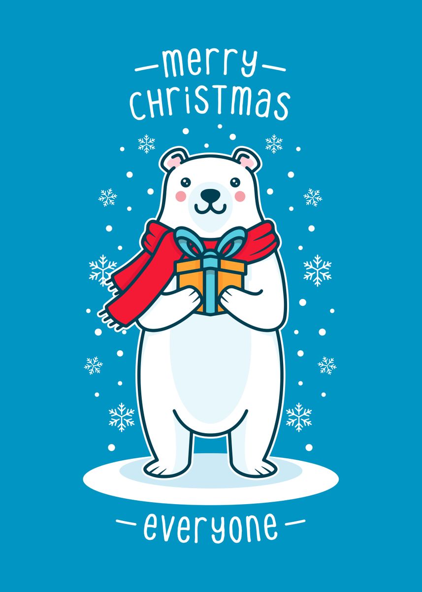 'polar Bear Christmas Gift' Poster By Alundrart 