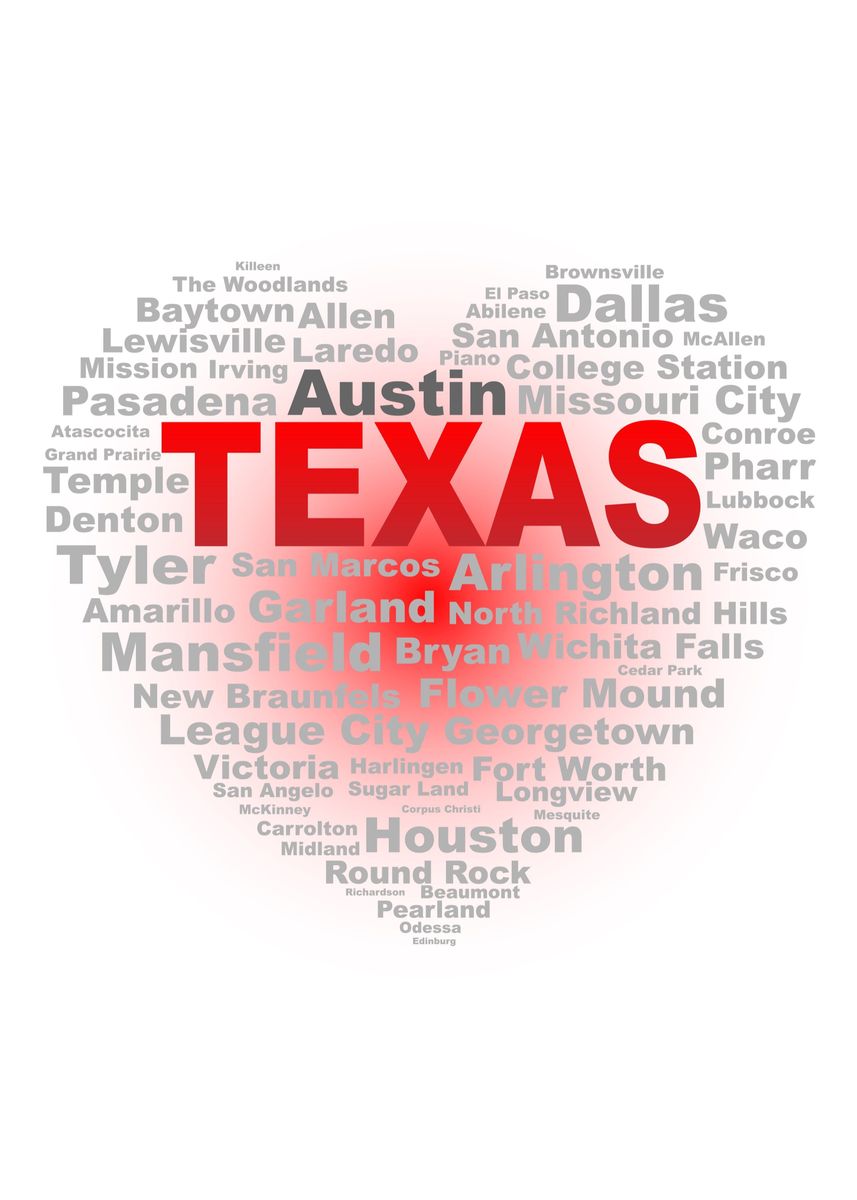 'Texas Heart' Poster, picture, metal print, paint by HomeStead Digital ...