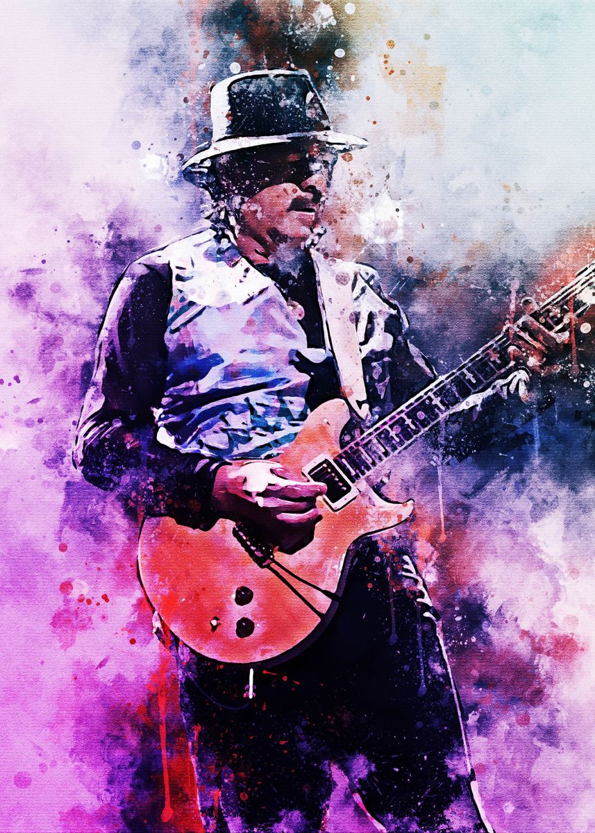 'Carlos Santana' Poster, Picture, Metal Print, Paint By Muh Asdar ...