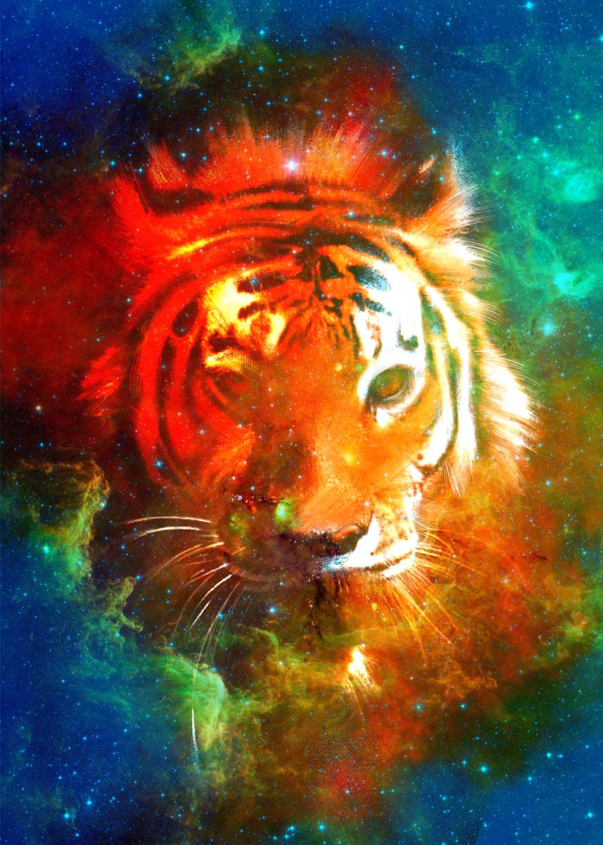 'Tiger' Poster, picture, metal print, paint by Mr Jackpots | Displate