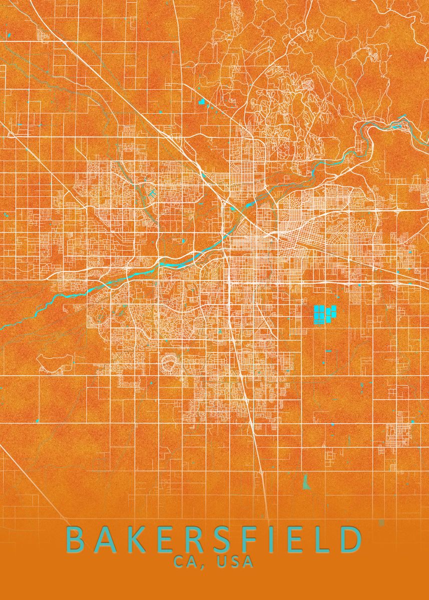 'Bakersfield CA USA ' Poster by City Map Art Prints Displate