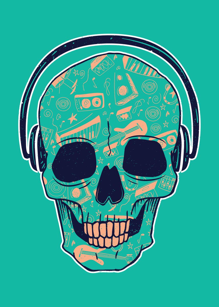 'Skull dj' Poster by Markus Paeschke Displate