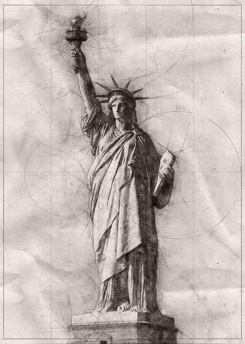 Christian Strang 'Statue of Liberty Sketch' Poster, picture, metal print, paint by ...